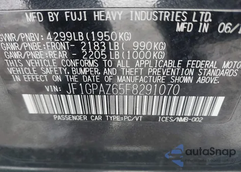 2015 Subaru Impreza 2.0I Sport Limited из США, поврежденный, VIN JF1GPAZ65F8291070